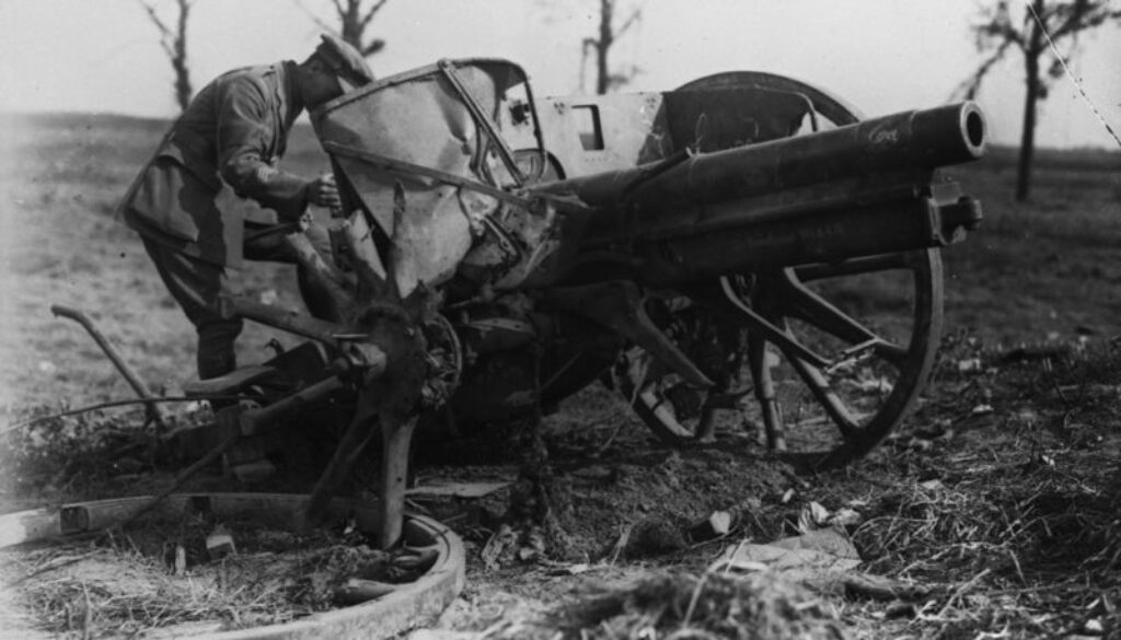 125_Battered German gun near Buissy. Advance East of Arras. September, 1918.